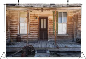 BELECO 20x10ft Fabric Rustic Wooden House Backdrop Western Farmhouse Vintage Cabin Wild West Town Old Building Background Countryside Cowboys Party Decorations Photography Studio Booth Props
