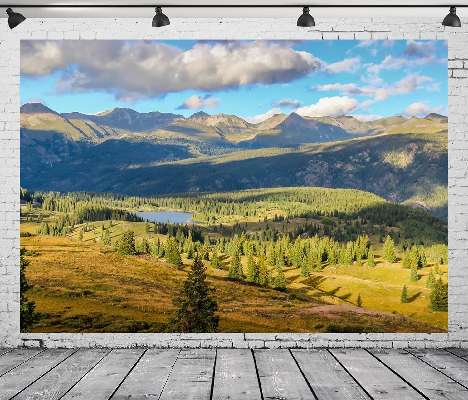 BELECO 7x5ft Soft Fabric Colorado Mountains Lake Backdrop Pine Trees Forest Landscape Outdoor Hiking Camping Backdrop Nature Wallpaper Background Photo Portraits Video Studio Photo Booth Props