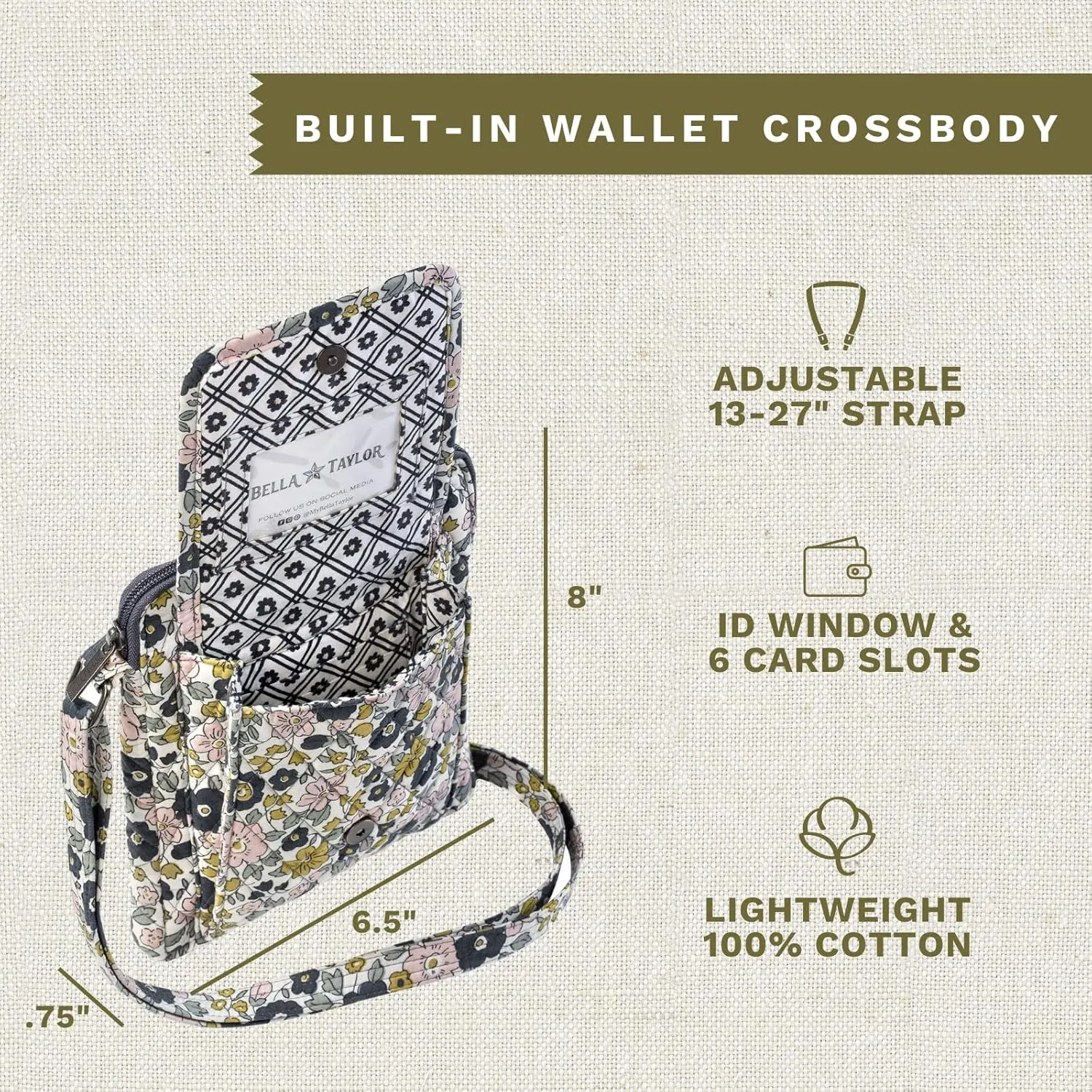 Bella Taylor Mini Crossbody Purse with Built In Wallet