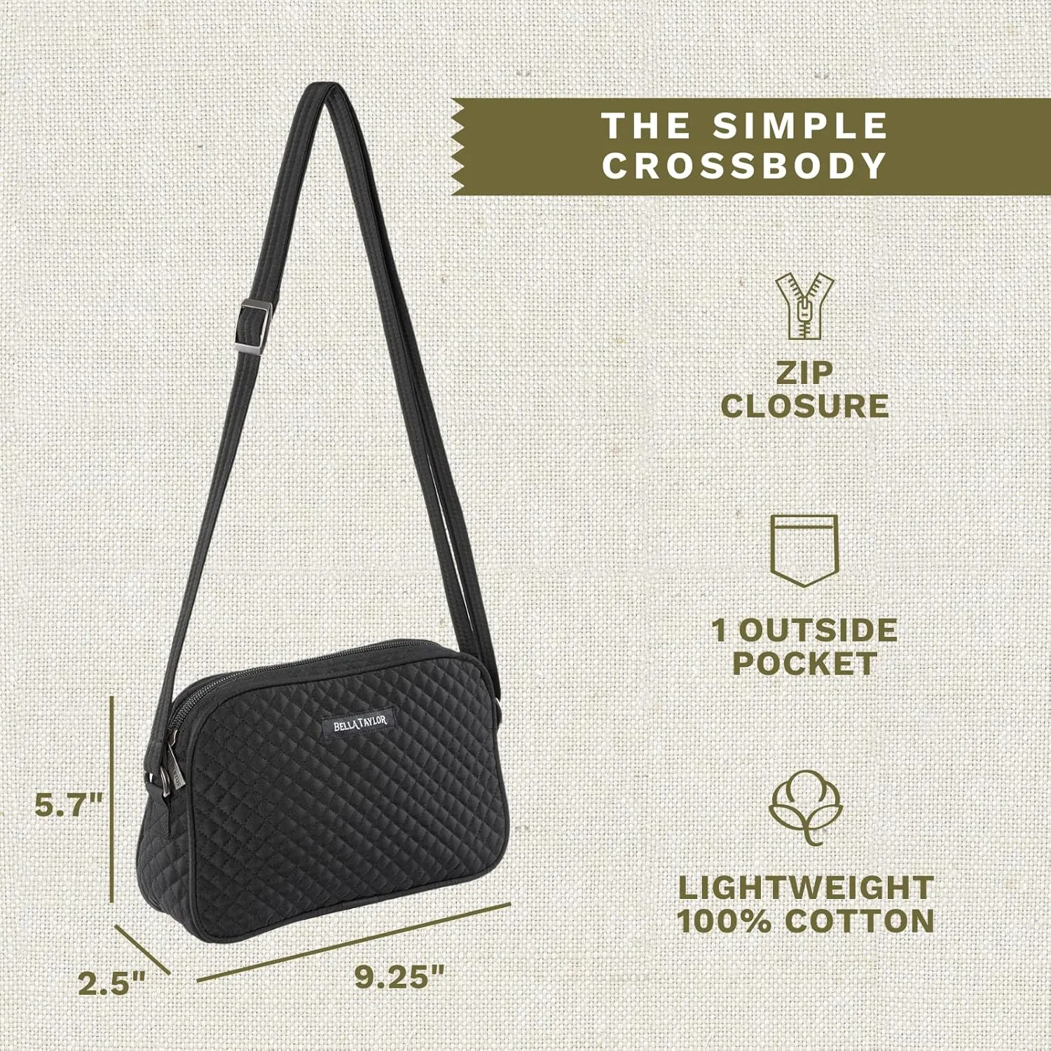 Bella Taylor Simple Crossbody Purse for Women, Small Shoulder Handbag
