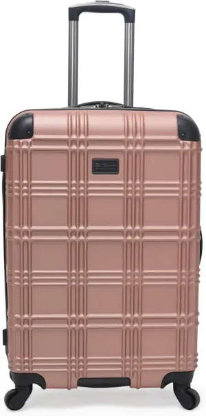 Ben Sherman Nottingham Lightweight Hardside 4-Wheel Spinner Travel Luggage, Rose Gold, 24-Inch Checked