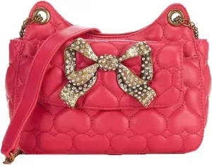 Betsey Johnson Oh She Bows Mini Hobo Crossbody Pink