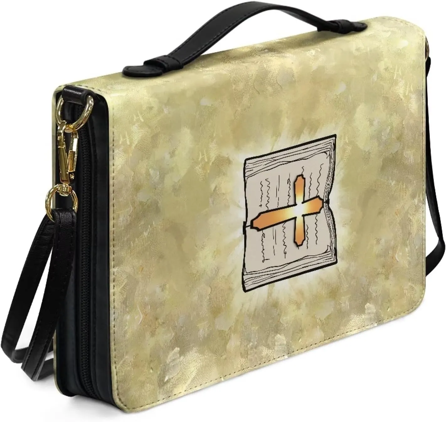 Bible Cover Case for Women, PU Bible Bag with Shoulder Strap Carrying Handle and Zippered Pocket