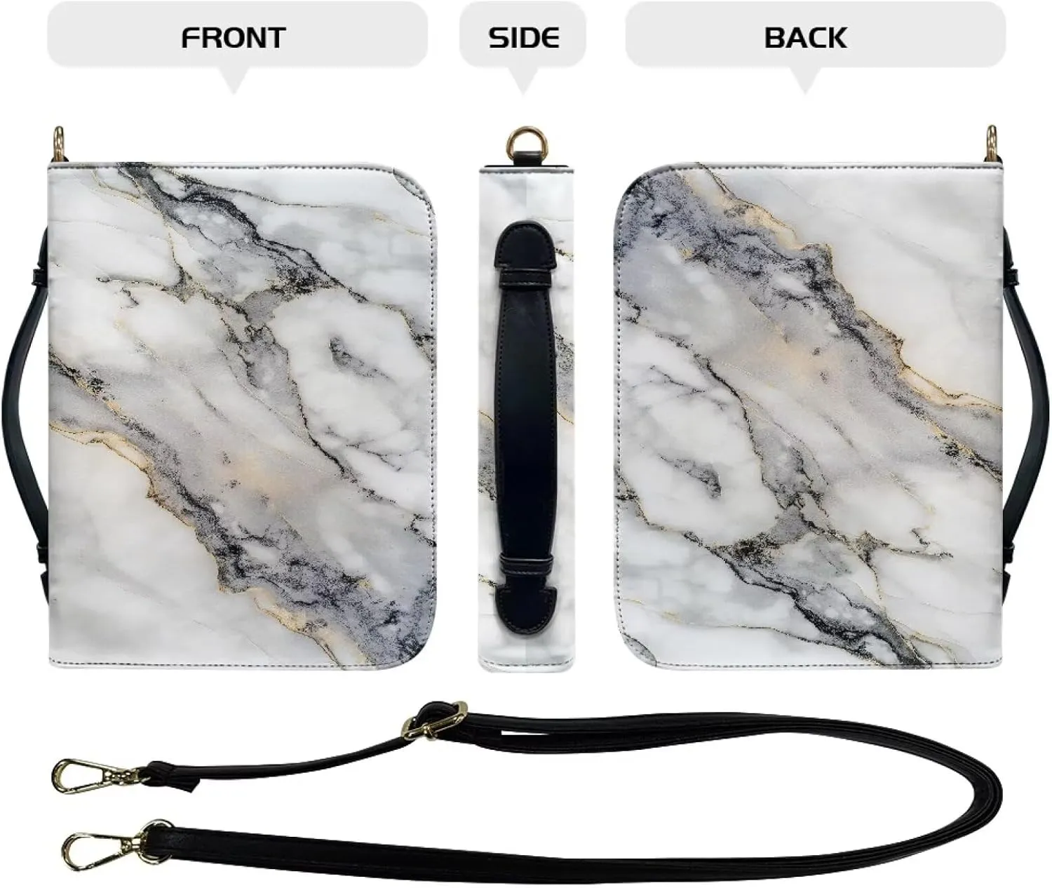Bible Cover Case for Women, PU Bible Bag with Shoulder Strap Carrying Handle and Zippered Pocket