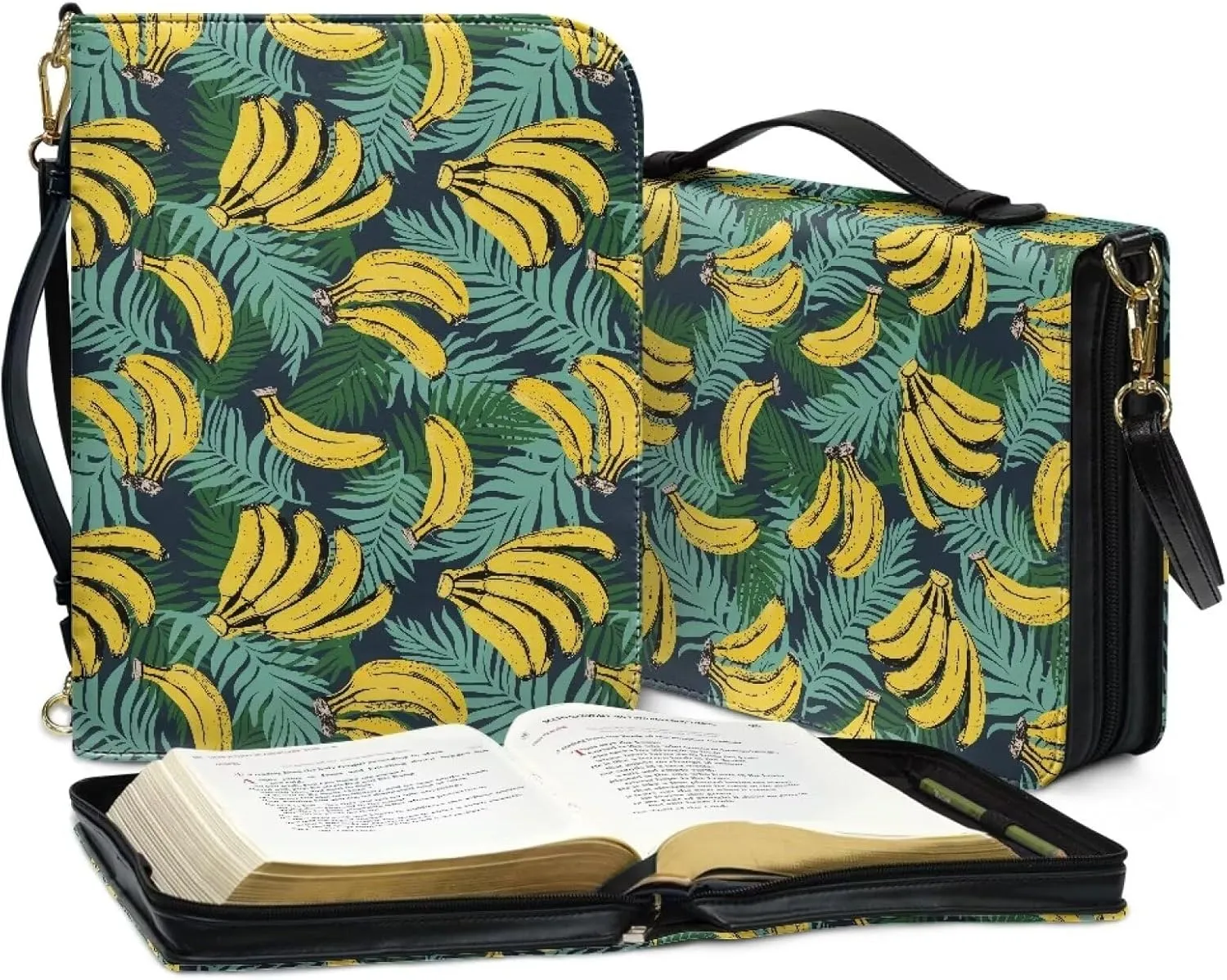 Bible Cover Case for Women, PU Bible Bag with Shoulder Strap Carrying Handle and Zippered Pocket