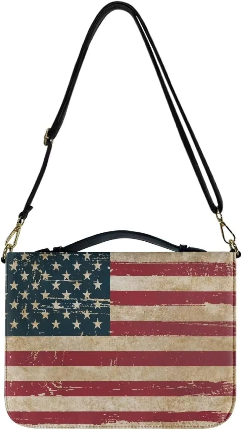Bible Cover Case for Women, PU Bible Bag with Shoulder Strap Carrying Handle and Zippered Pocket