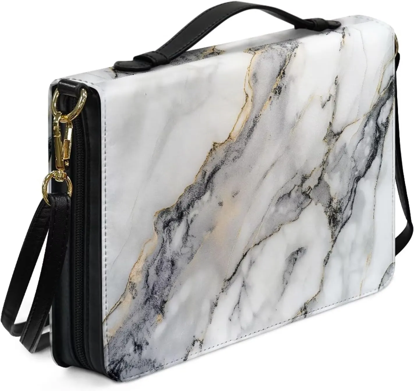 Bible Cover Case for Women, PU Bible Bag with Shoulder Strap Carrying Handle and Zippered Pocket
