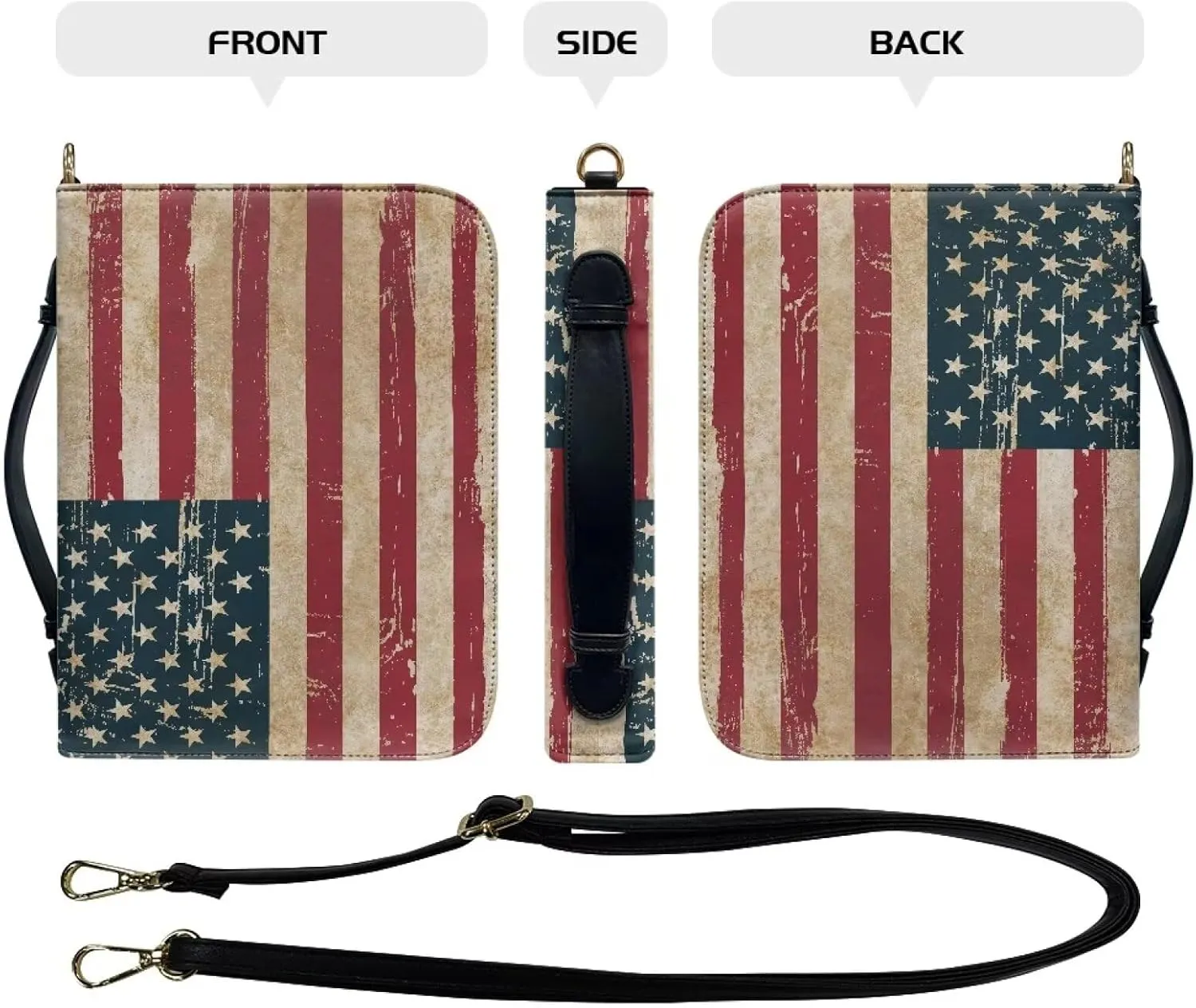 Bible Cover Case for Women, PU Bible Bag with Shoulder Strap Carrying Handle and Zippered Pocket