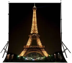 Black Backdrop Background for Photography Lights up The Eiffel Tower Backdrops for Photoshoot 5×7ft Use for Photography Backdrops Wedding Party Happy Birthday Backdrop 5×7ft Small Size