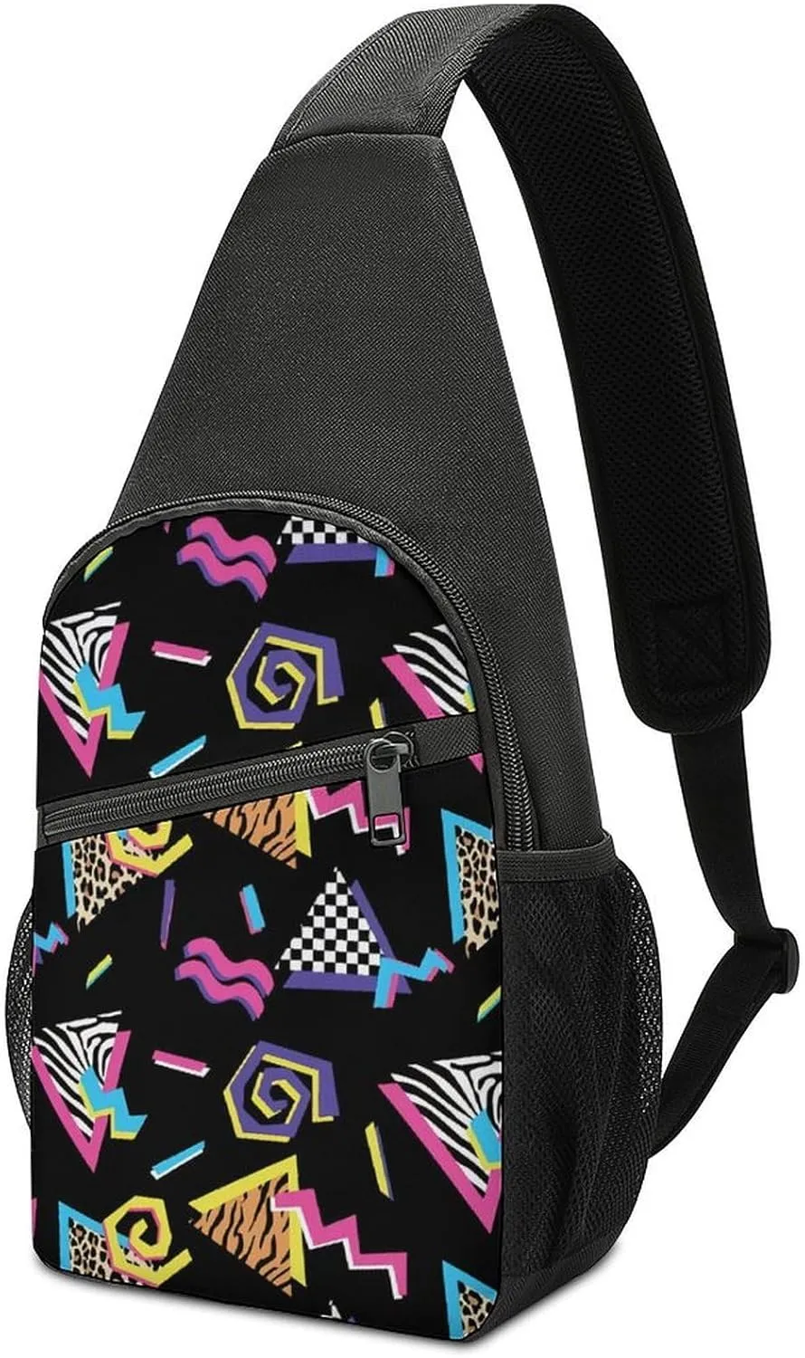 Black Complex Pattern Simple And Atmospheric Large Capacity Chest Bag