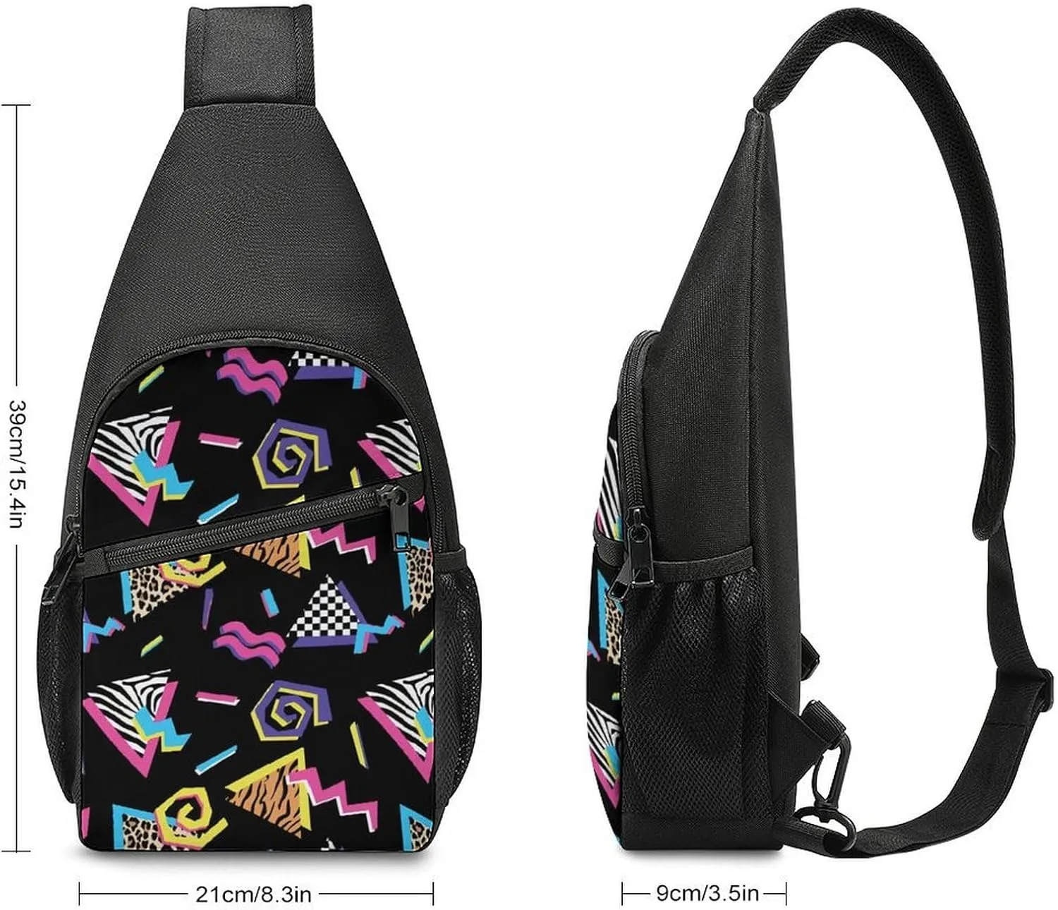 Black Complex Pattern Simple And Atmospheric Large Capacity Chest Bag