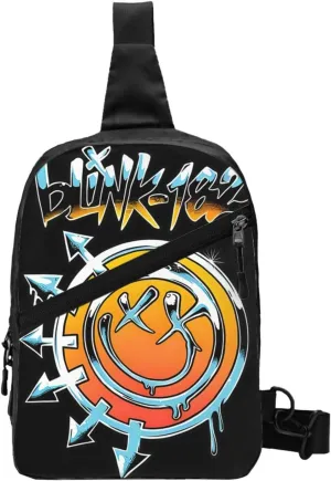 Blink Classic Rock 182 Crossbody Handbag Chest Bag Sling Backpack Adjustable Shoulder Bag Hiking Daypack Beautiful Chest Package Foldable Multipurpose Bag for Sport, Black