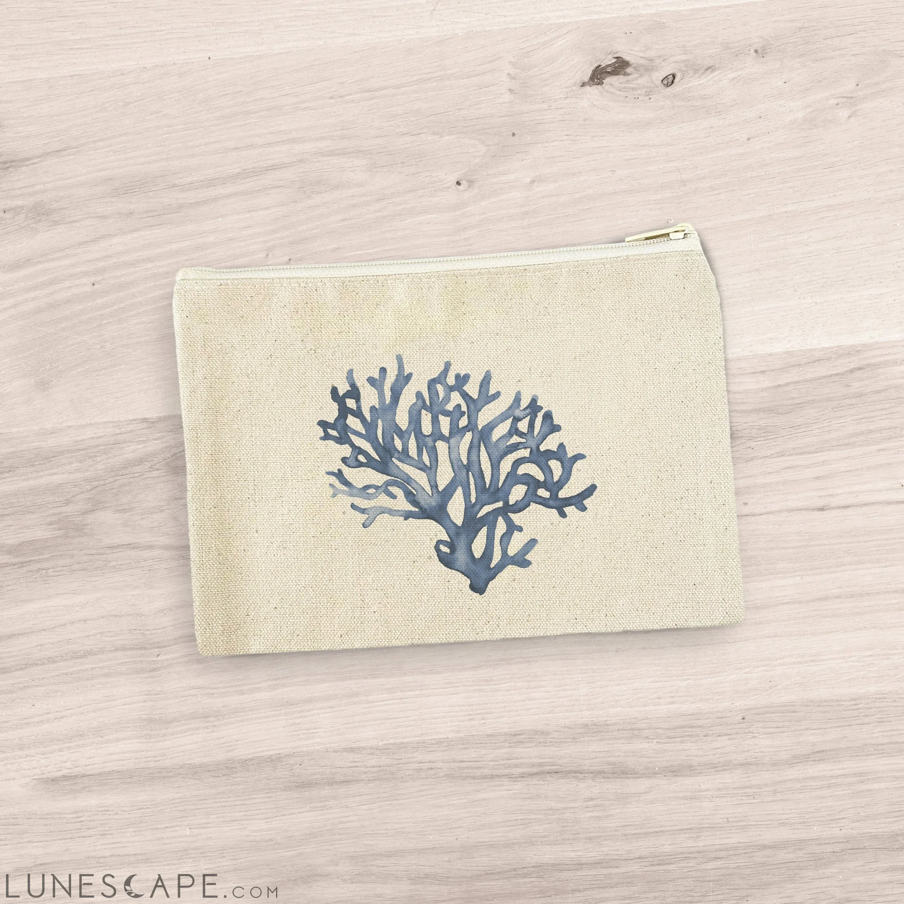 Blue Coral - Canvas Zipper Pouch