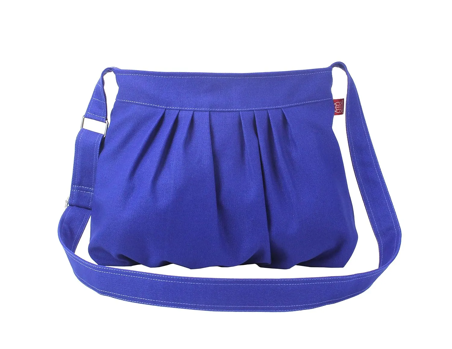 Blue Pleated Canvas Crossbody Bag Cotton Purse Daily Bag Evening Bag Washable Eco-Friendly Vegan Diaper Bag, Boho Bag Solid Color Bag