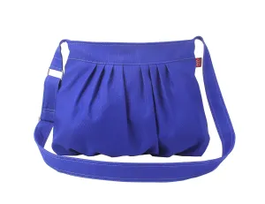 Blue Pleated Canvas Crossbody Bag Cotton Purse Daily Bag Evening Bag Washable Eco-Friendly Vegan Diaper Bag, Boho Bag Solid Color Bag