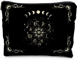 Boho Celestial Moon Phase Makeup Bag - Witchy, Halloweencosmetic Bag