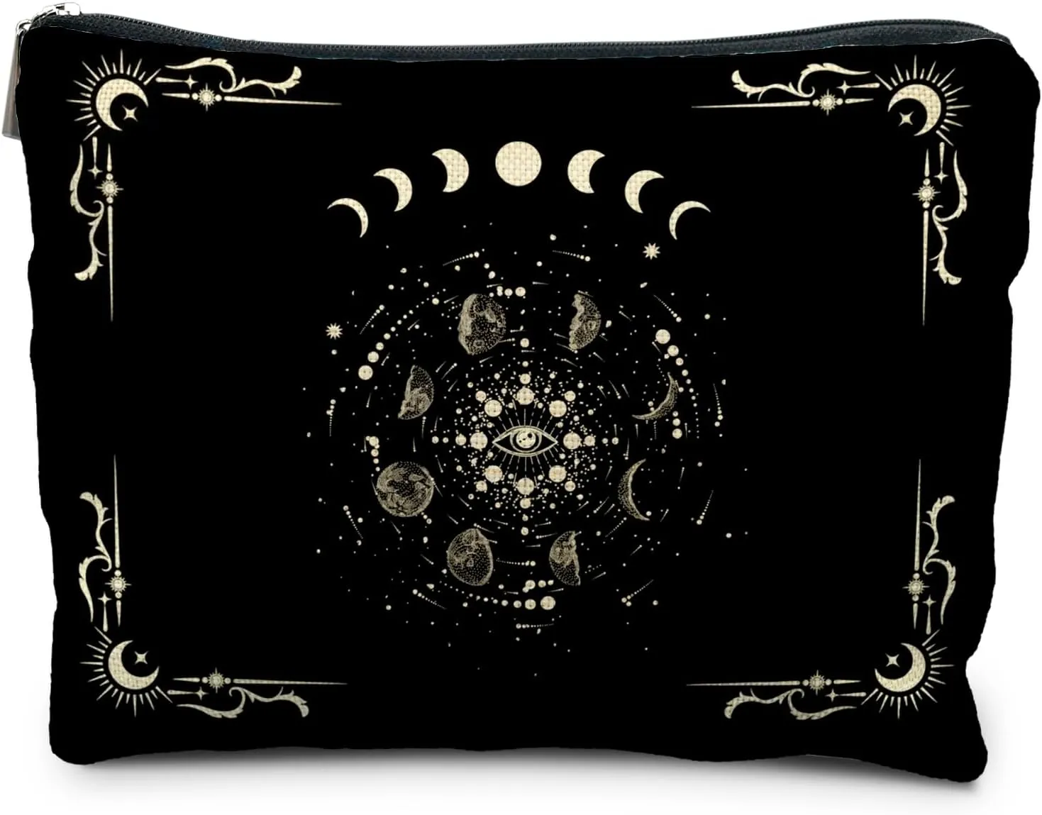 Boho Celestial Moon Phase Makeup Bag - Witchy, Halloweencosmetic Bag