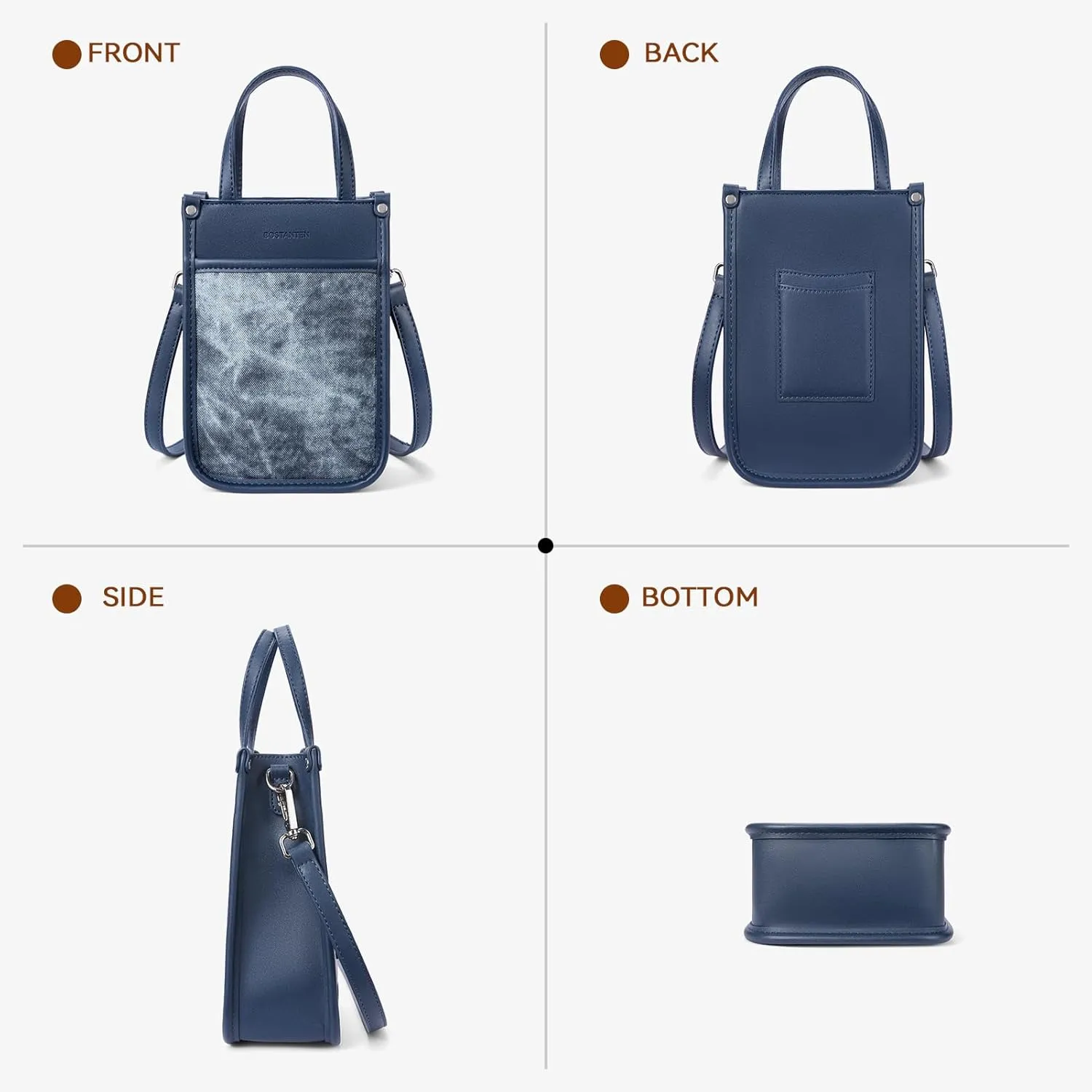 BOSTANTEN Small Crossbody Purse for Women Mini Tote Bag Top Handle Shoulder Bag Compact Handbags with Adjustable Strap