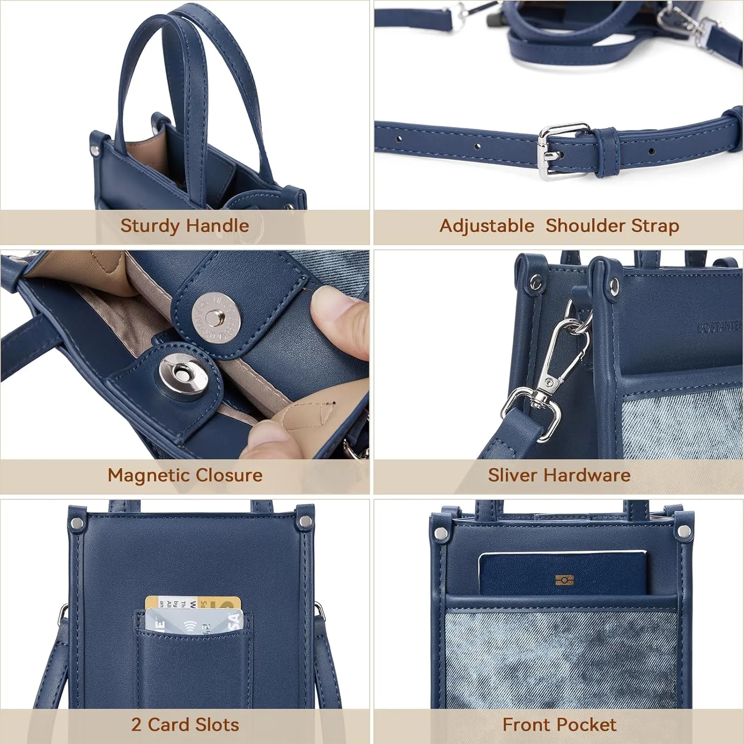BOSTANTEN Small Crossbody Purse for Women Mini Tote Bag Top Handle Shoulder Bag Compact Handbags with Adjustable Strap