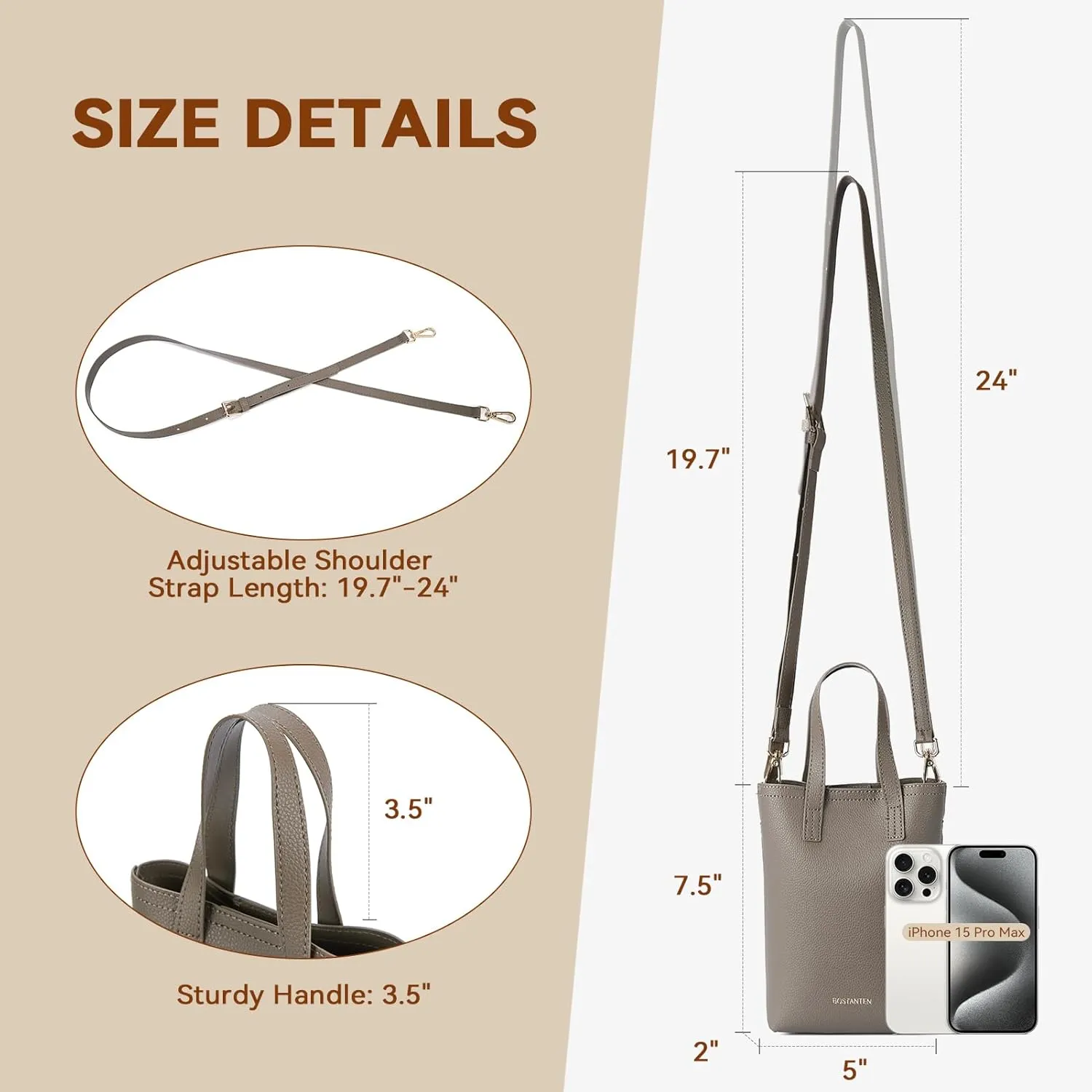 BOSTANTEN Small Crossbody Purse for Women Mini Tote Bag Top Handle Shoulder Bag Compact Handbags with Adjustable Strap