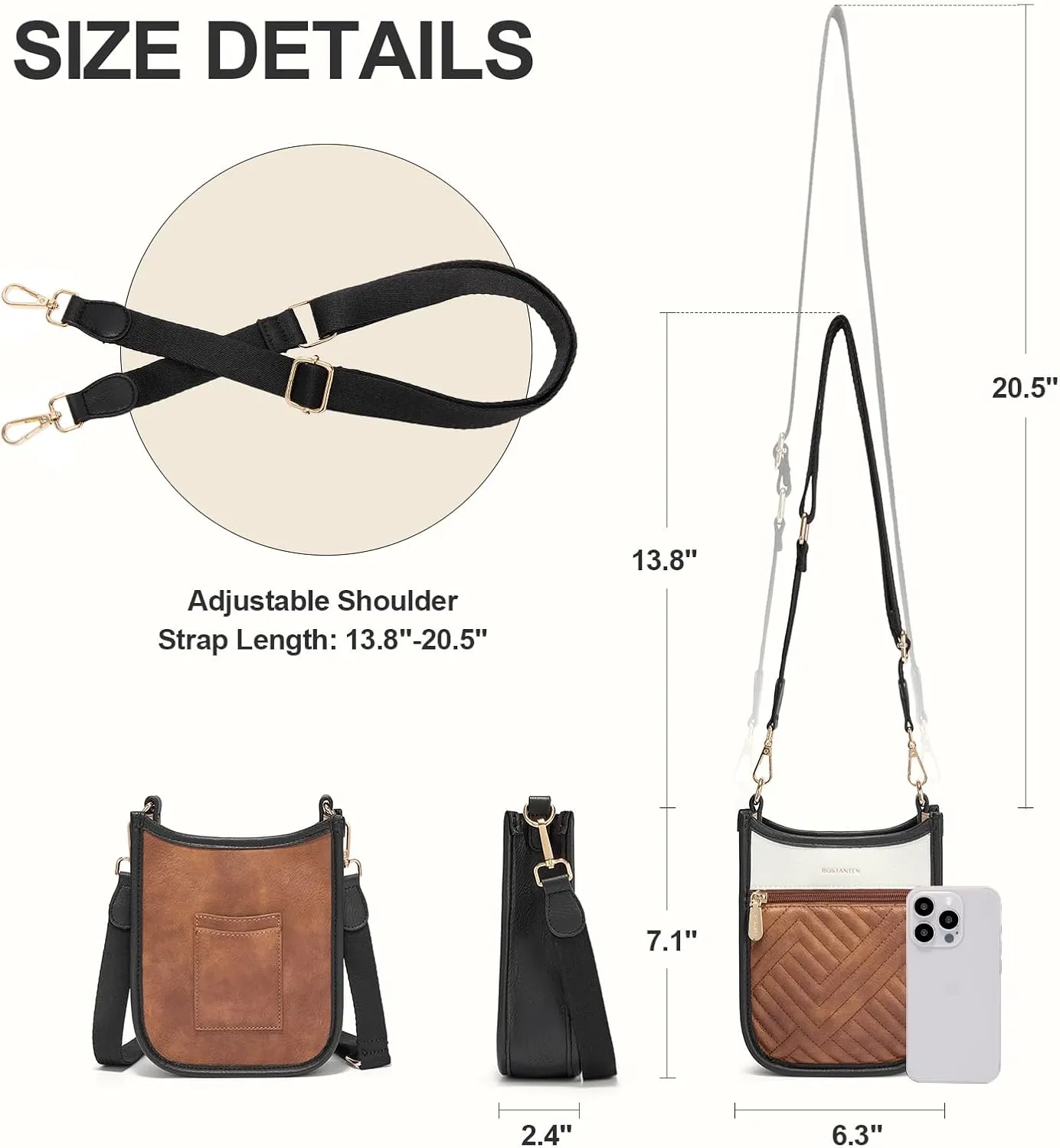 BOSTANTEN Small Crossbody Purse for Women Mini Tote Bag Top Handle Shoulder Bag Compact Handbags with Adjustable Strap
