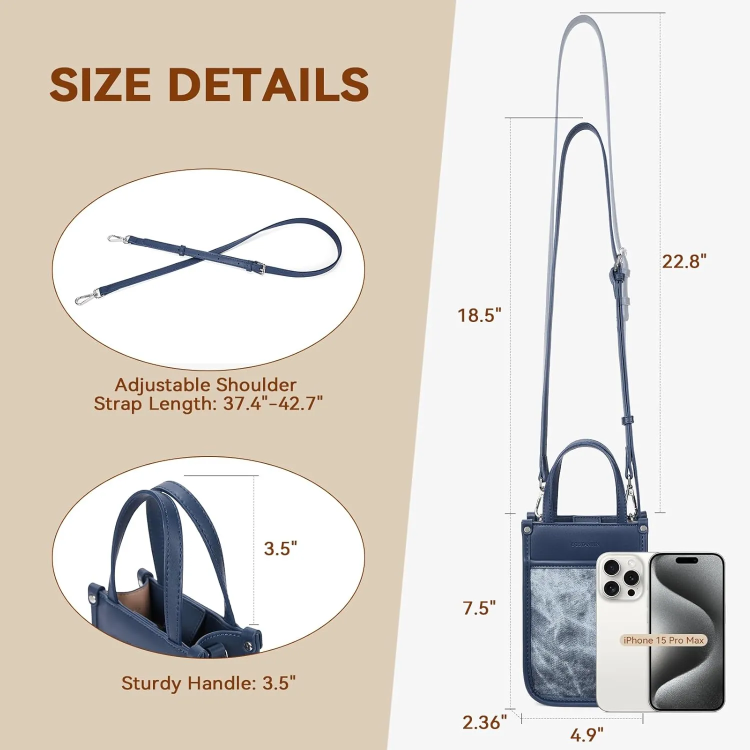 BOSTANTEN Small Crossbody Purse for Women Mini Tote Bag Top Handle Shoulder Bag Compact Handbags with Adjustable Strap