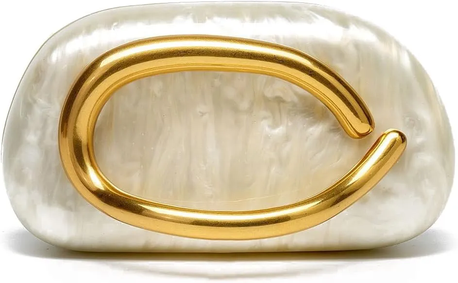 Box Clutch Purses For Women Shell Shape PU Leather Evening Handbag Gold Metal Handle Clutch Bag With Chain