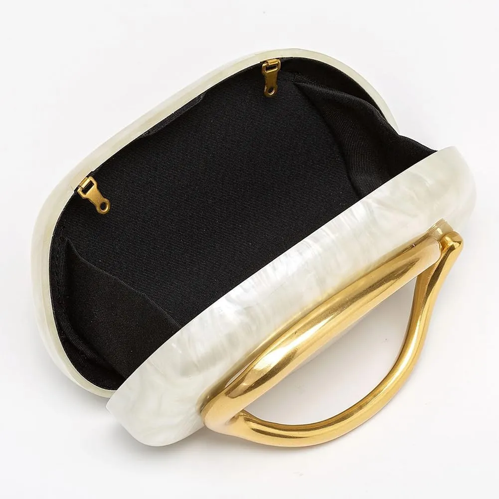 Box Clutch Purses For Women Shell Shape PU Leather Evening Handbag Gold Metal Handle Clutch Bag With Chain