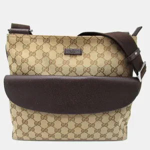 Brown Canvas GG Canvas Crossbody Bag