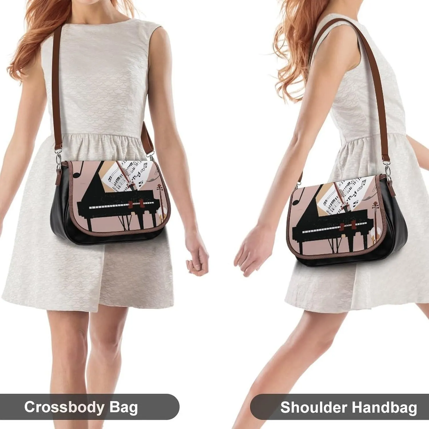 Brown Ginkgo Leaves Crossbody Bags for Women Travel Shoulder Bag Small Leather Cross Body Handbags