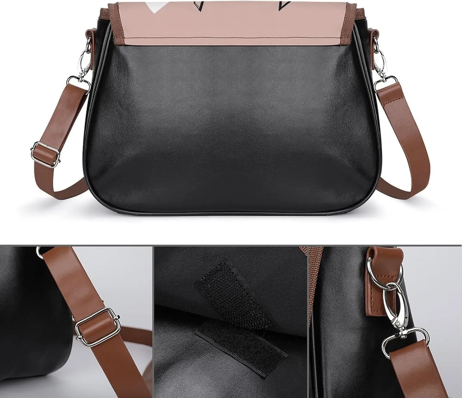 Brown Ginkgo Leaves Crossbody Bags for Women Travel Shoulder Bag Small Leather Cross Body Handbags