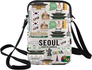 BWWKTOP South Korea Seoul Shoulder Bag South Korea Seoul Souvenirs Gifts Seoul Travel Gifts Korea Seoul Crossbody Purse