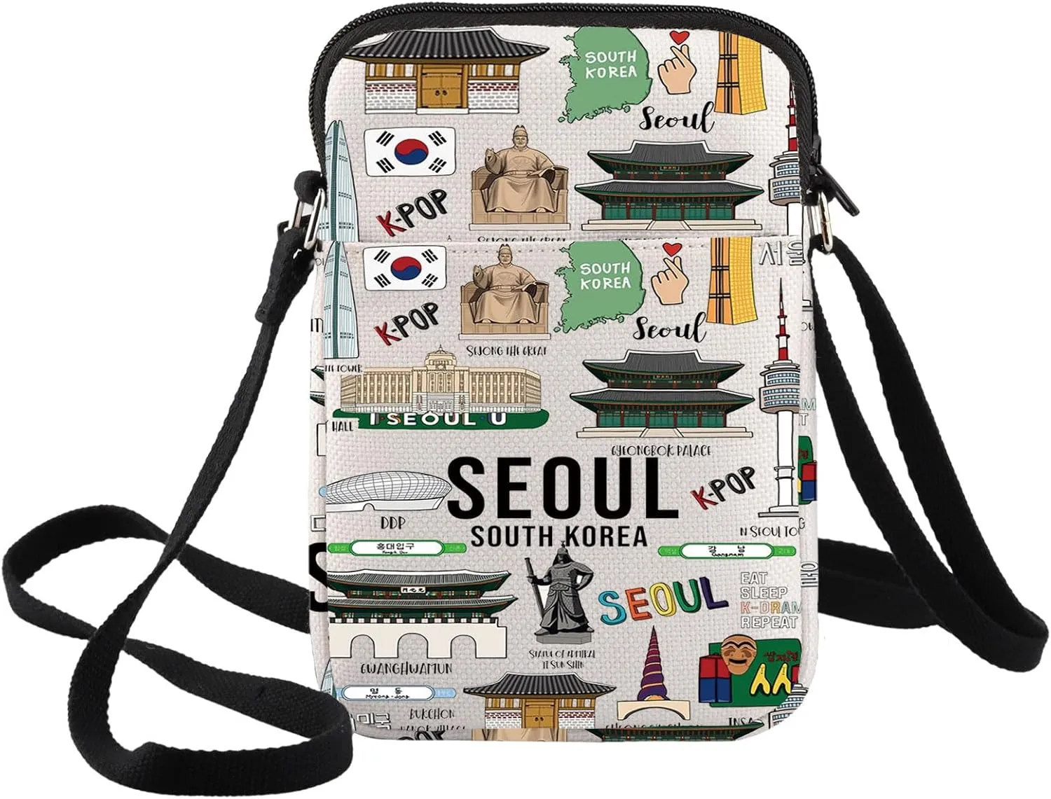 BWWKTOP South Korea Seoul Shoulder Bag South Korea Seoul Souvenirs Gifts Seoul Travel Gifts Korea Seoul Crossbody Purse