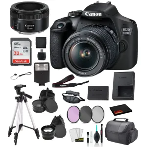 Canon EOS 2000D (REBEL T7) DSLR Camera 18-55MM IS ii and EF 50mm f/1.8 STM Bundle SanDisk 32gb   MORE - International