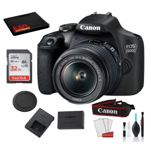Canon EOS 2000D (REBEL T7) DSLR Camera 18-55MM IS ii Lens Bundle �SanDisk 32gb   Cleaning Kit   MORE - International