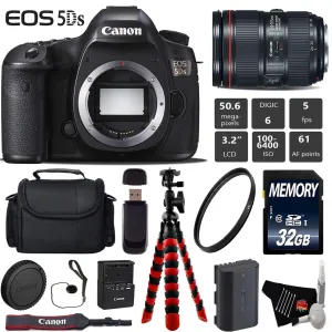 Canon EOS 5DS DSLR Camera with 24-105mm f/4L II Lens   Wireless Remote   UV Protection Filter   Case   Wrist Strap   Tri