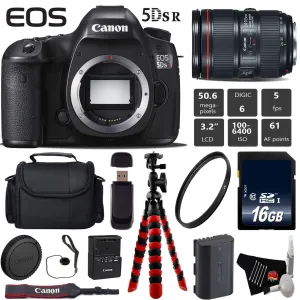 Canon EOS 5DS R DSLR Camera with 24-105mm f/4L II Lens   Wireless Remote   UV Protection Filter   Case   Wrist Strap   T
