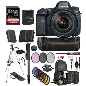 Canon EOS 6D Mark II DSLR Camera with 24-105mm f/4L II Lens  ? Battery Grip   SanDisk extreme pro 64gb SD   MORE