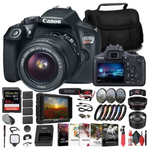 Canon EOS Rebel T6 DSLR Camera W/ 18-55mm Lens   Monitor   Mic   64GB Card   More