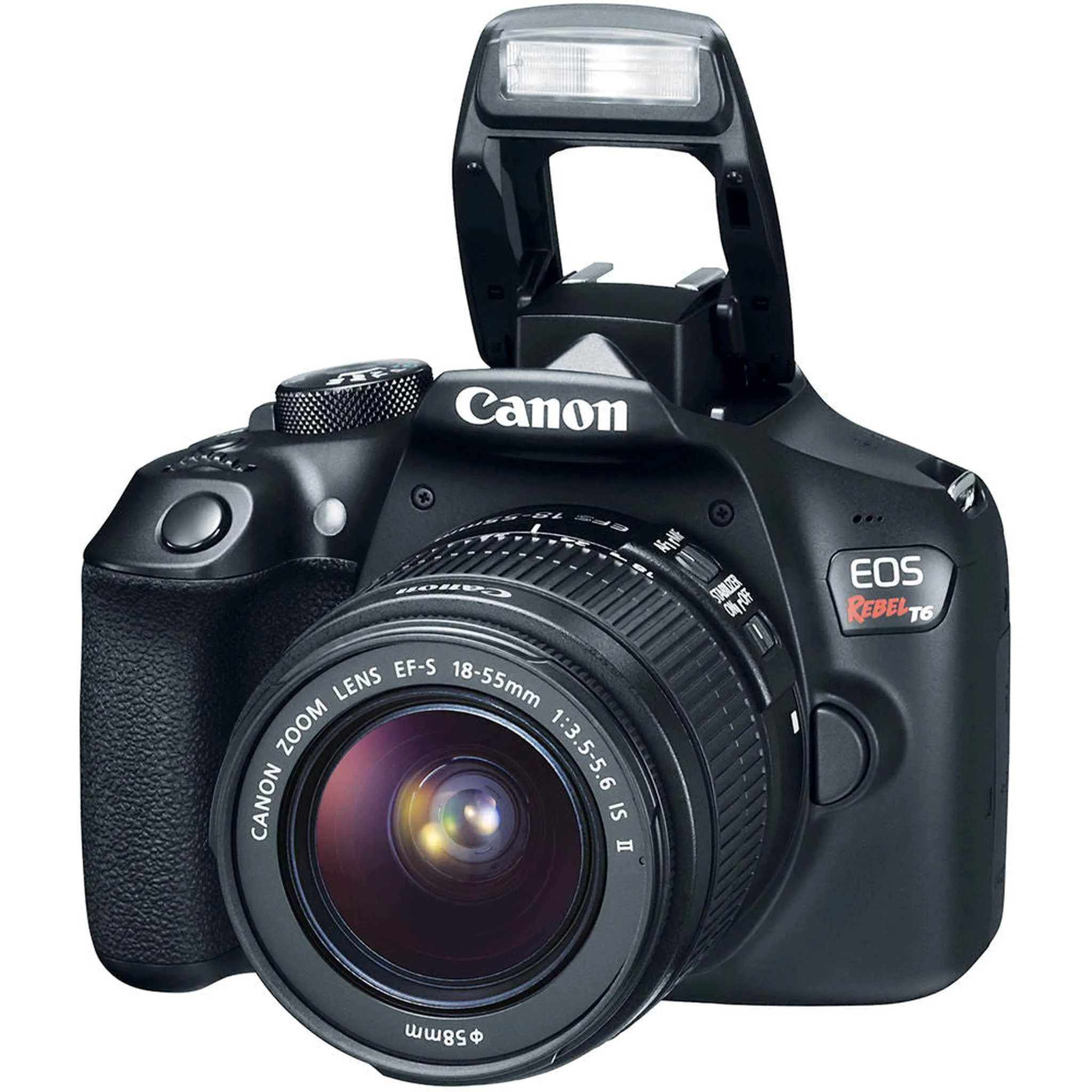 Canon EOS Rebel T6 DSLR Camera with 18-55mm Lens (1159C003) W/Bag, Extra Battery, LED Light, Mic, Filters and More - Adv