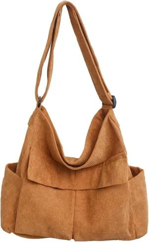 Canvas Crossbody Bag Corduroy Multi-Pocket Shoulder Tote 2025 Unisex College Casual Couple Daily Bag Work