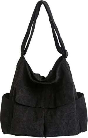 Canvas Crossbody Bag Corduroy Multi-Pocket Shoulder Tote 2025 Unisex College Casual Couple Daily Bag Work