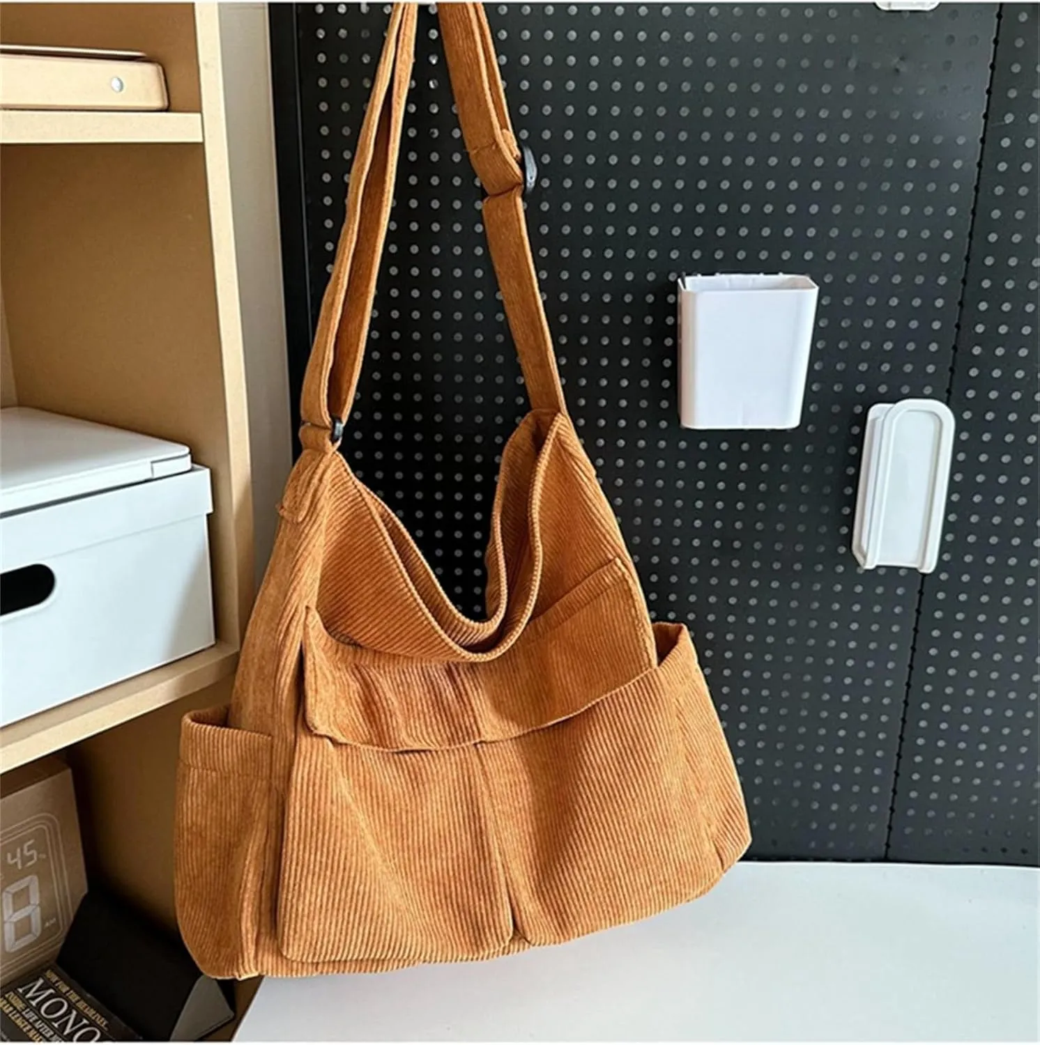 Canvas Crossbody Bag Corduroy Multi-Pocket Shoulder Tote 2025 Unisex College Casual Couple Daily Bag Work