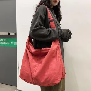 Canvas Shoulder Bag for Women Casual Lightweight Crossbody Purse Ladies Hobo Bag Large Cotton Handbag for Everyday