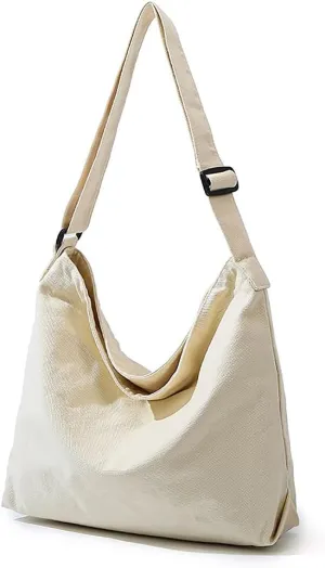 Canvas Shoulder Handbag Casual Retro Style Tote Bag Convenient Adjustable Shoulder Strap Crossbody Bag