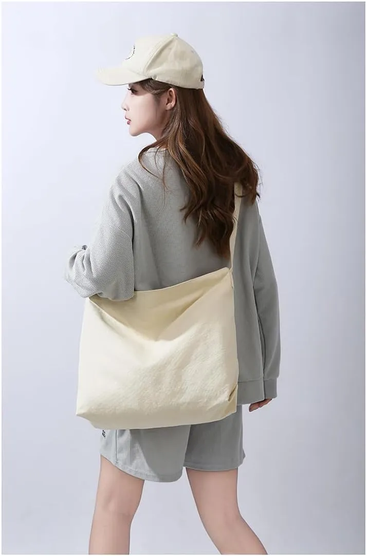 Canvas Shoulder Handbag Casual Retro Style Tote Bag Convenient Adjustable Shoulder Strap Crossbody Bag