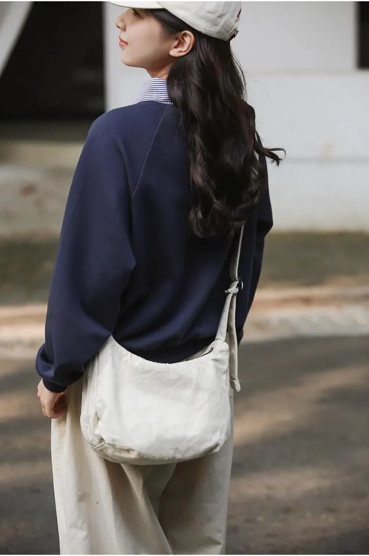 Canvas Shoulder Handbag Casual Vintage Tote Bag Adjustable Shoulder Strap Crossbody Bag