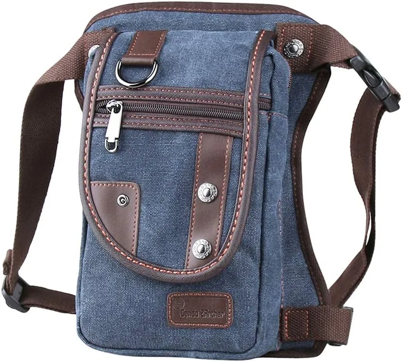 Canvas Sport Outdoor Multi-pocket Leg Bag (Dark Blue)