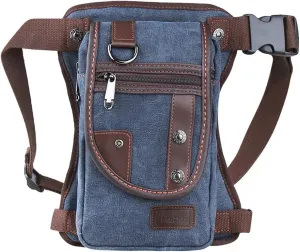 Canvas Sport Outdoor Multi-pocket Leg Bag (Dark Blue)