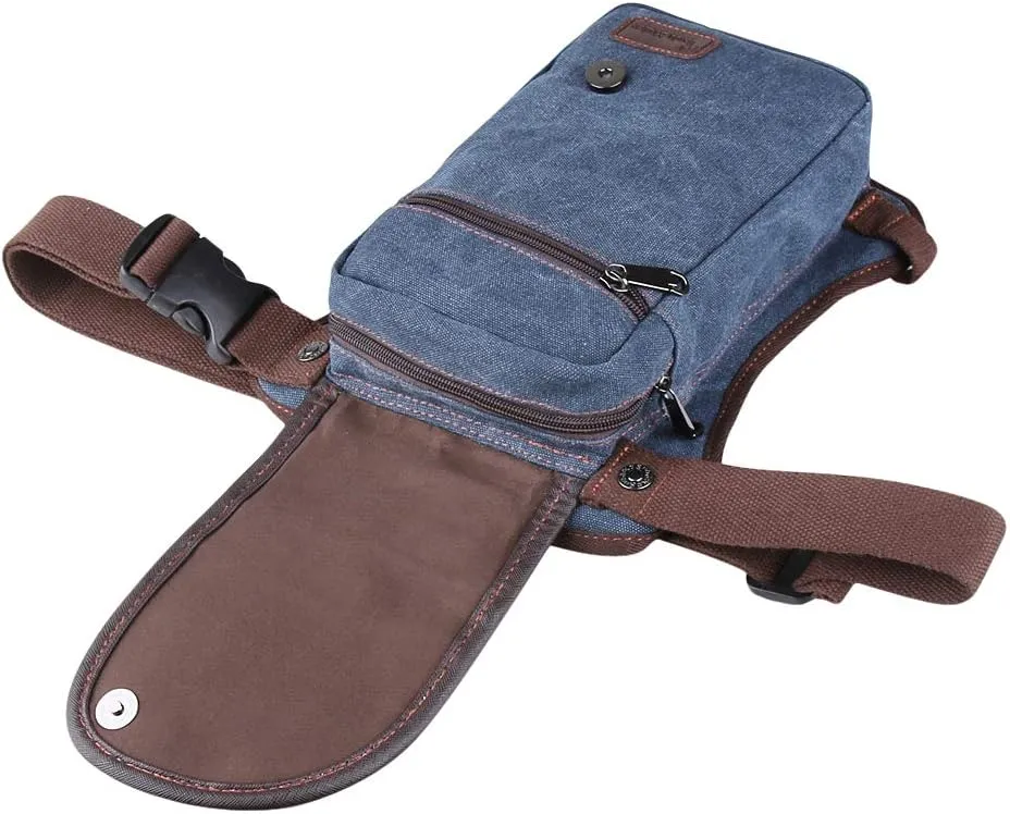 Canvas Sport Outdoor Multi-pocket Leg Bag (Dark Blue)